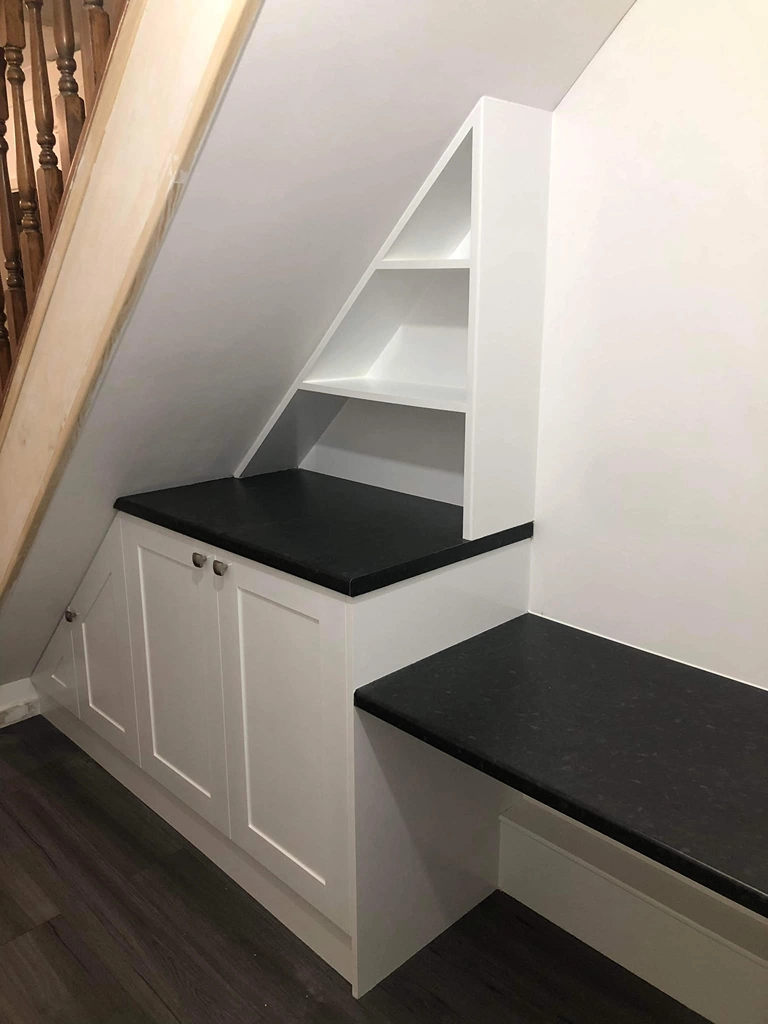 Fire-damaged staircase restoration after